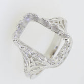 Sterling Silver Semi Mount Ring Setting Emerald OCT 16X10mm Art Deco Vintage Style - Syzjewelry